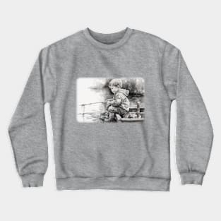 Little Boy Fishing Crewneck Sweatshirt